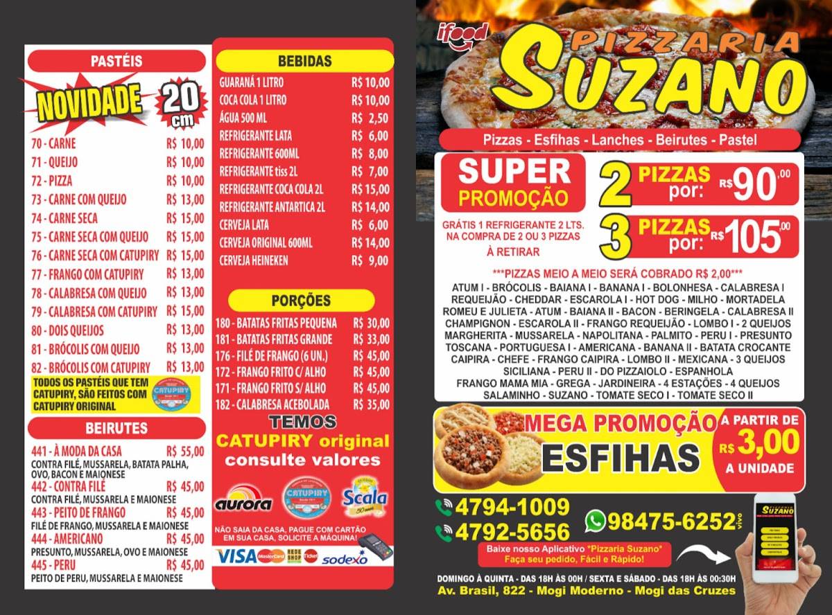 Pizzaria Suzano Mogi das cruzes cardápio