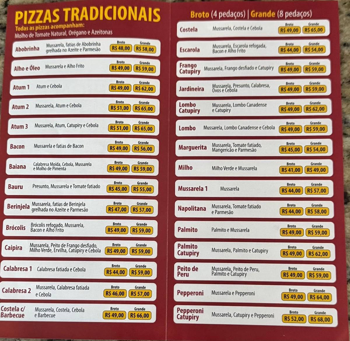 Pizzaria Trigal cardápio