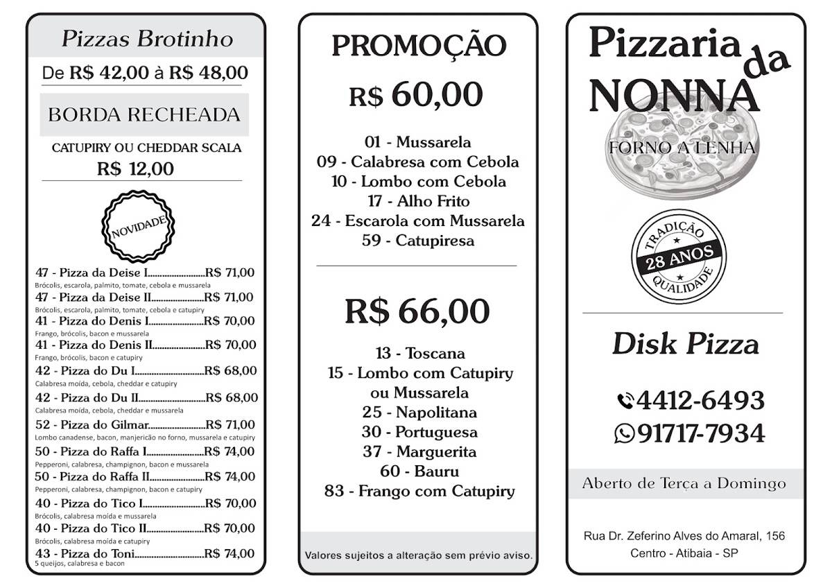 Pizzaria da Nonna (Centro) cardápio