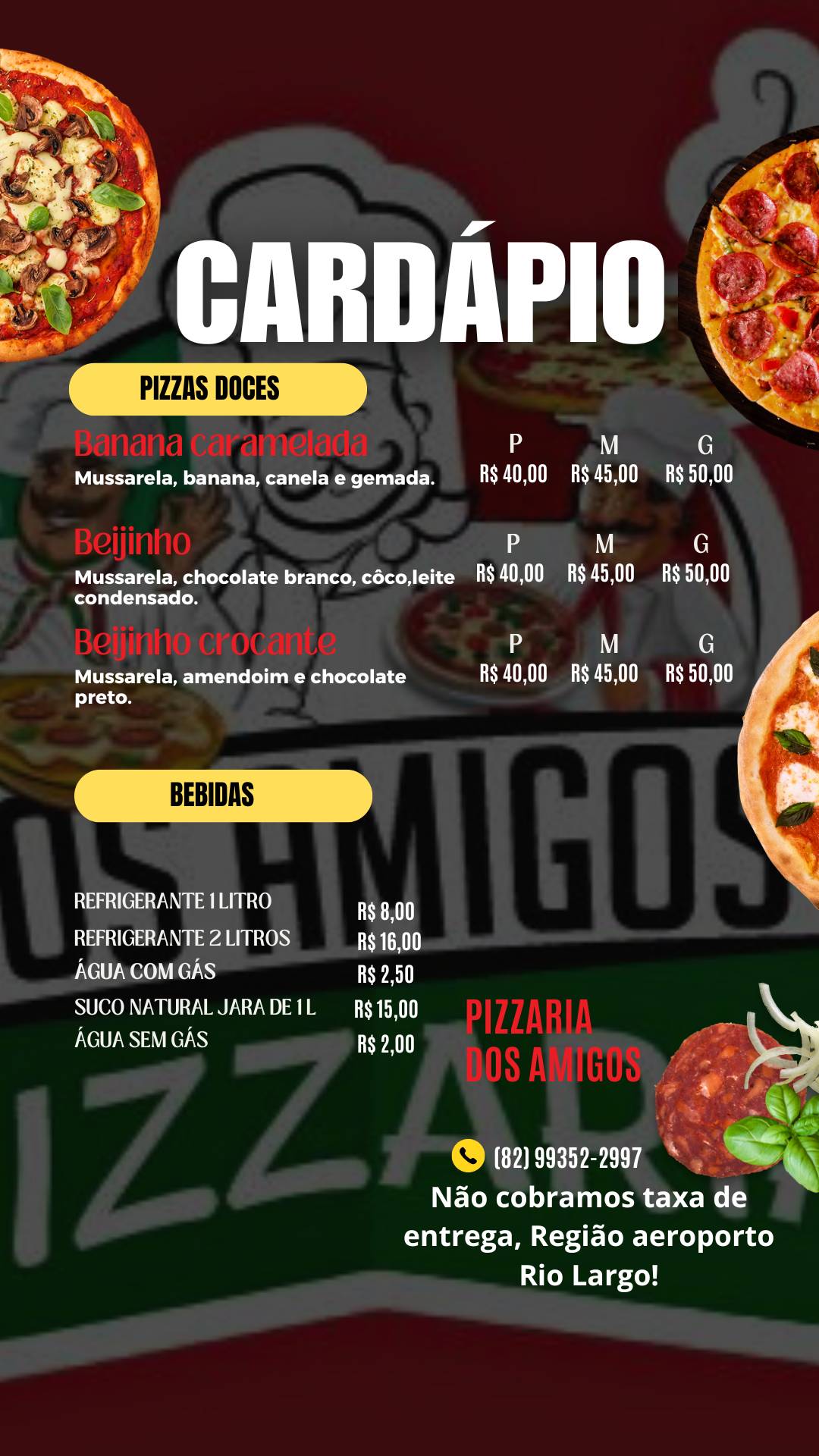 Pizzaria dos amigos cardápio