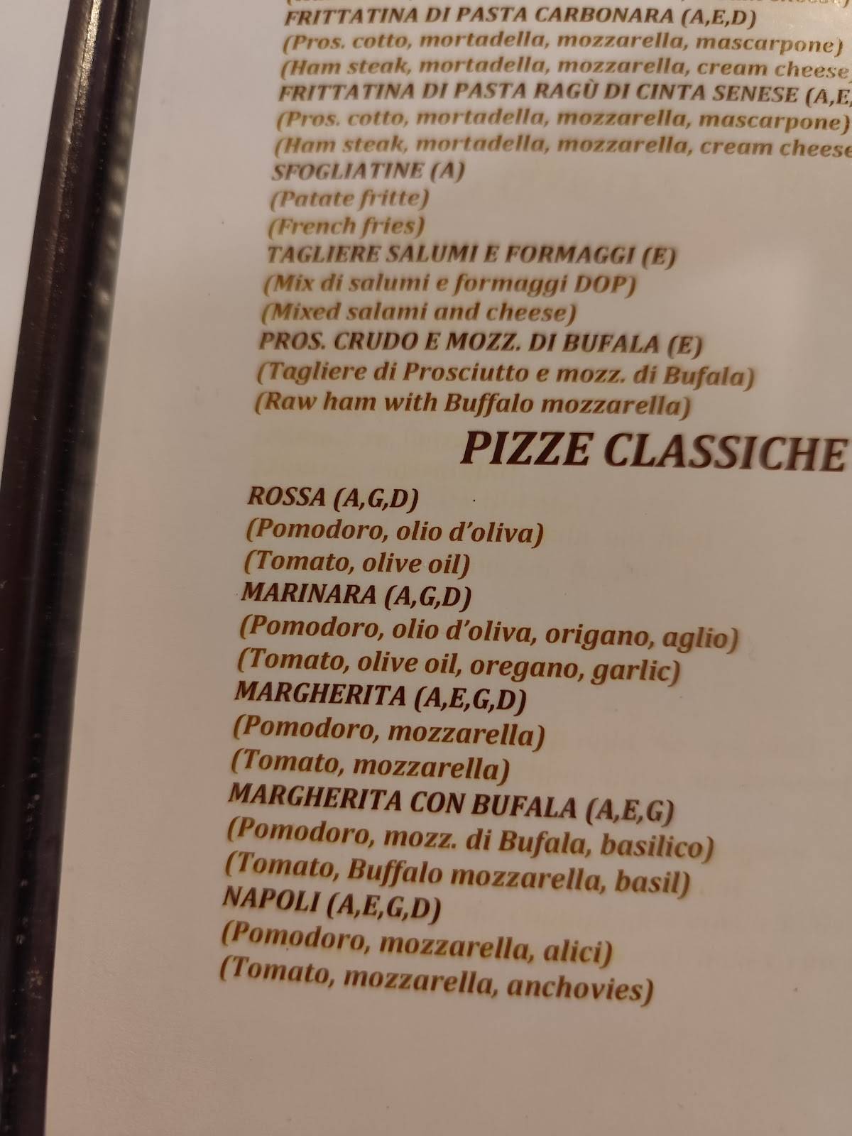 Menu de Pizzeria 72 Ore