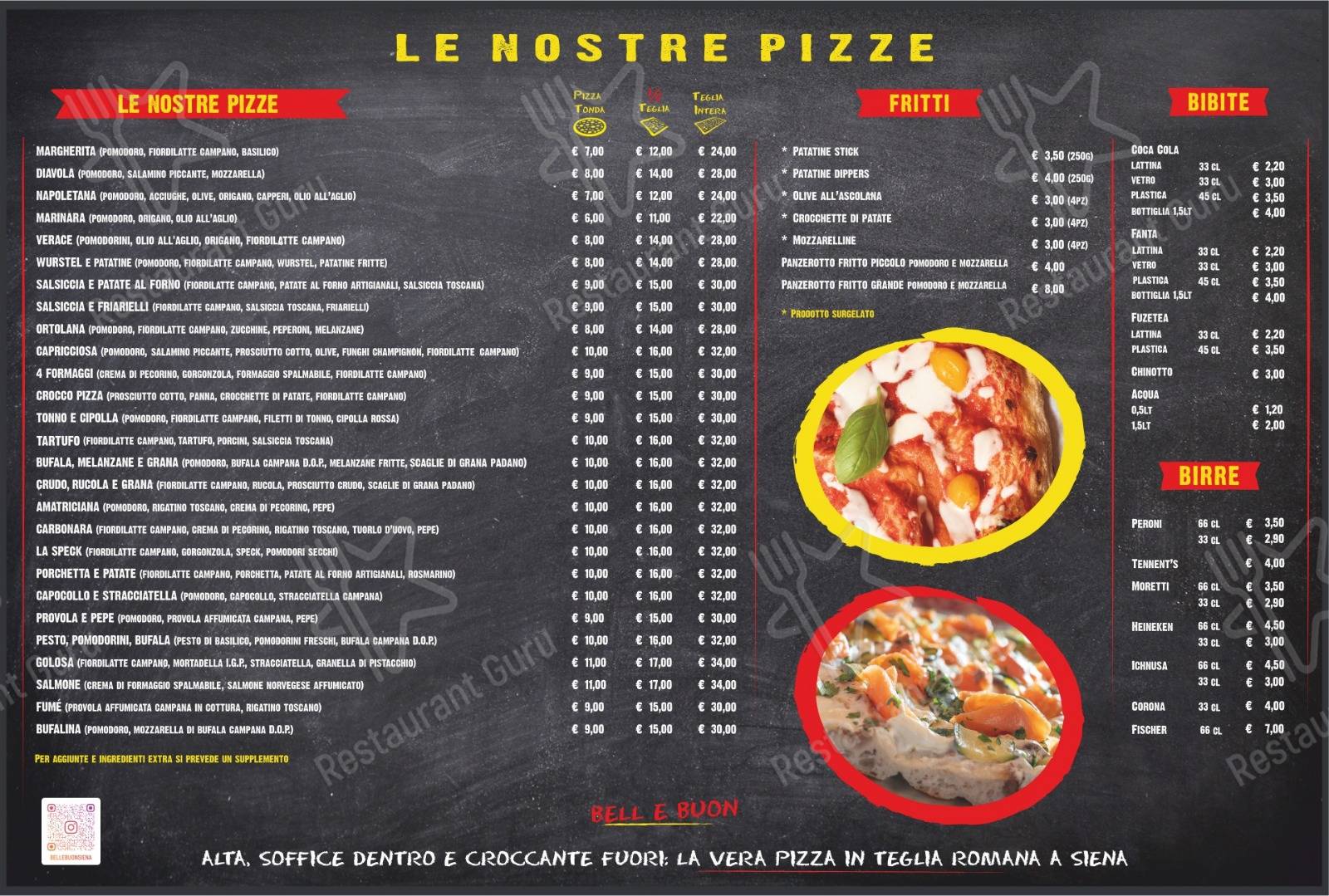 Menu di Bell e Buon Pizza al Taglio - piatti e bevande