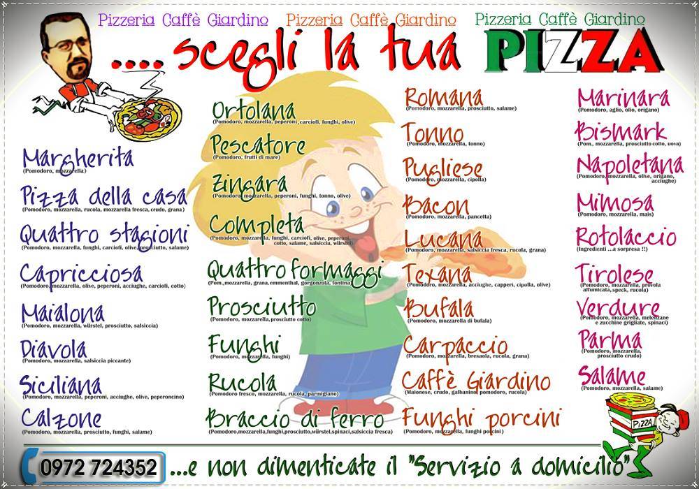 Menu di Pizzeria Caffè Giardino 