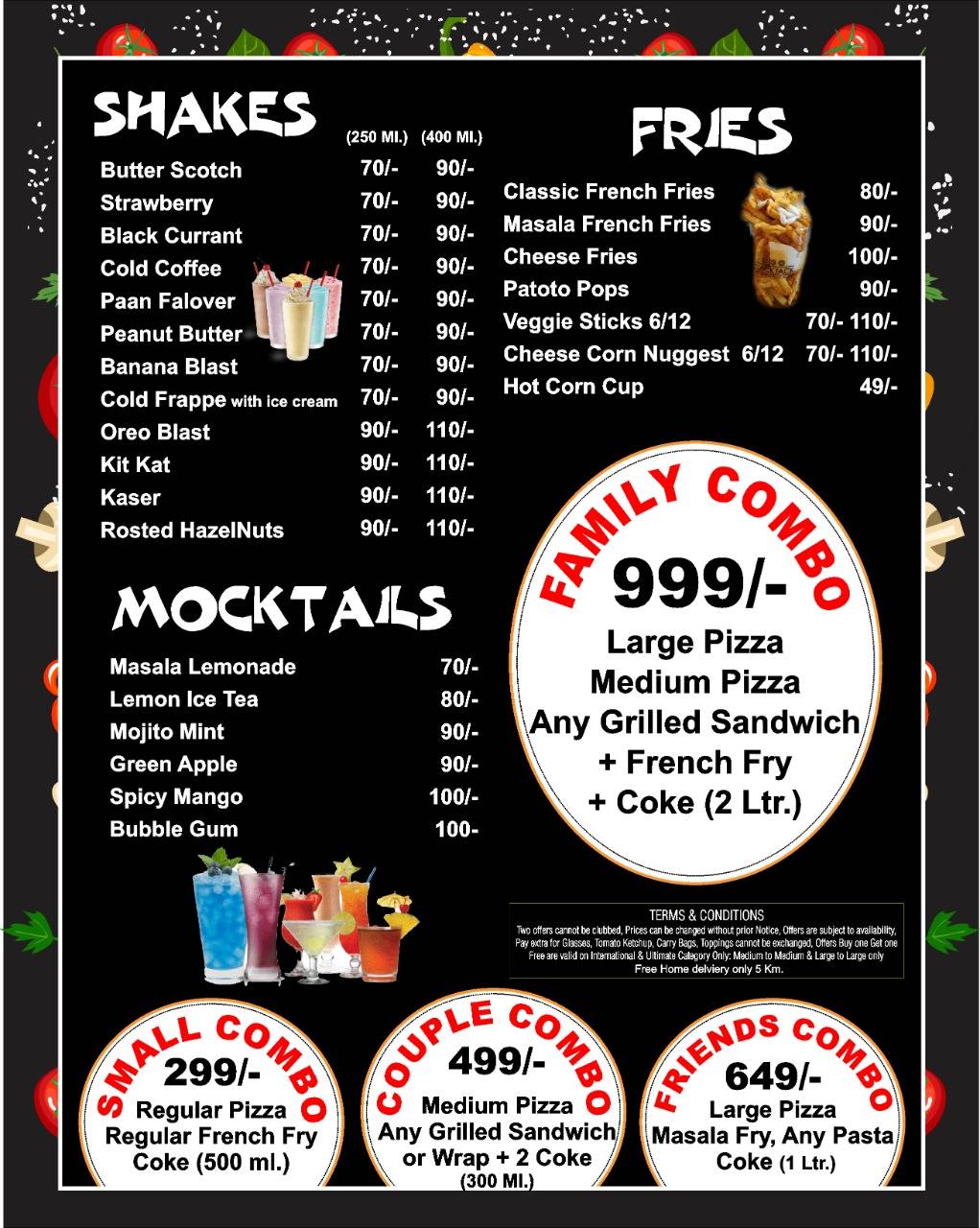 Canadian Pizza menu
