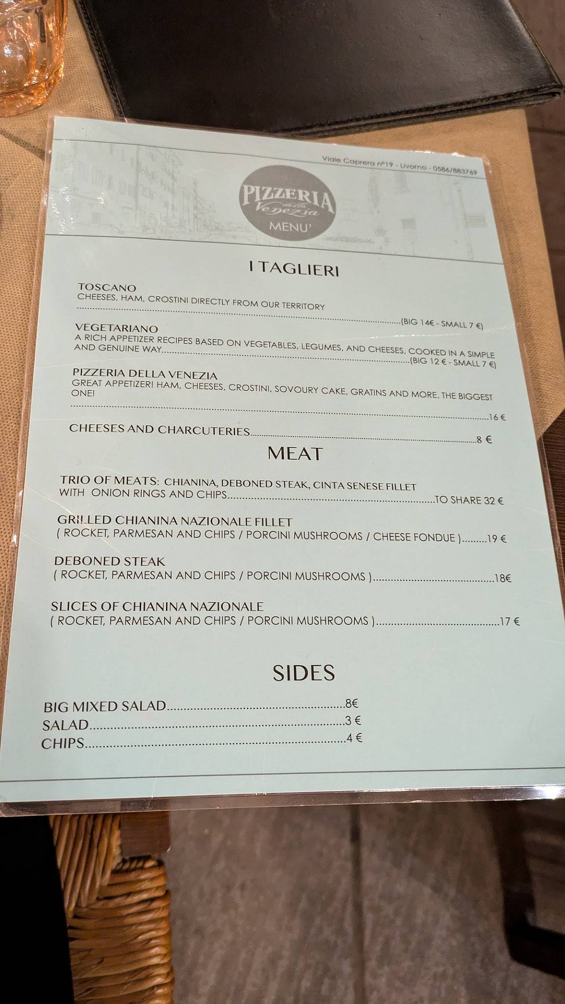 Menu di Pizzeria Della Venezia 