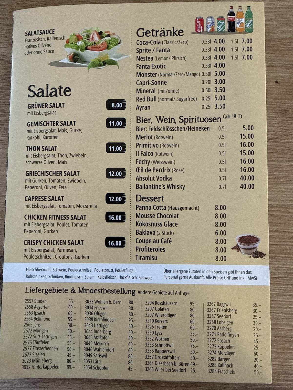 Menu di Food Factory Aarberg 