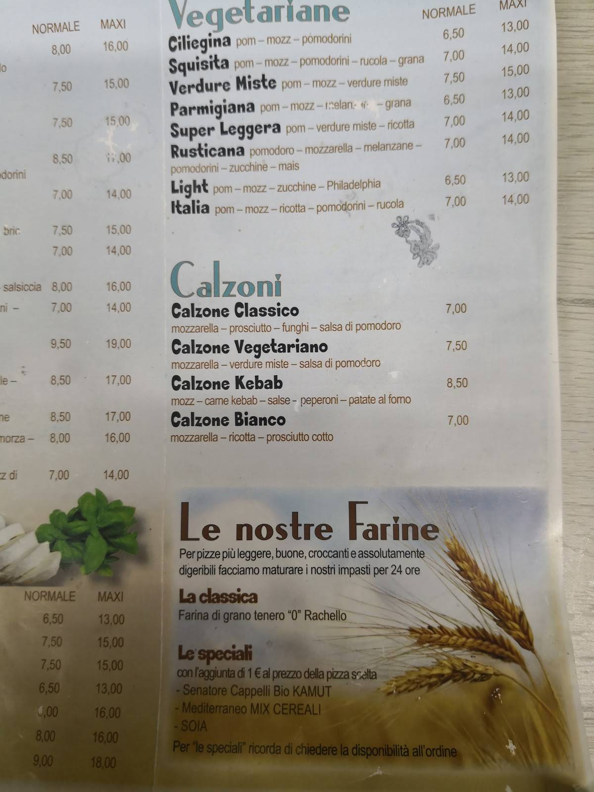 Menu di Pizzeria Geko 