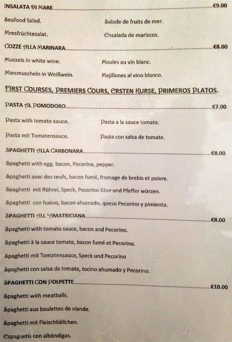 Menu de L'Angoletto Romano