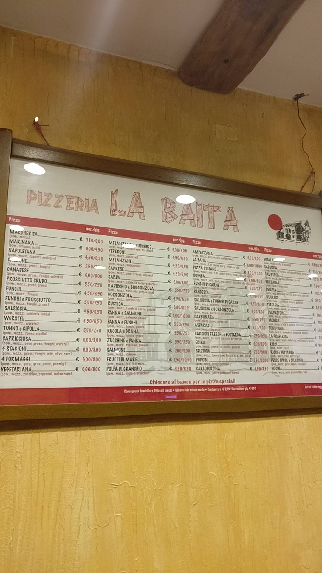 Menu di Pizzeria La Baita 