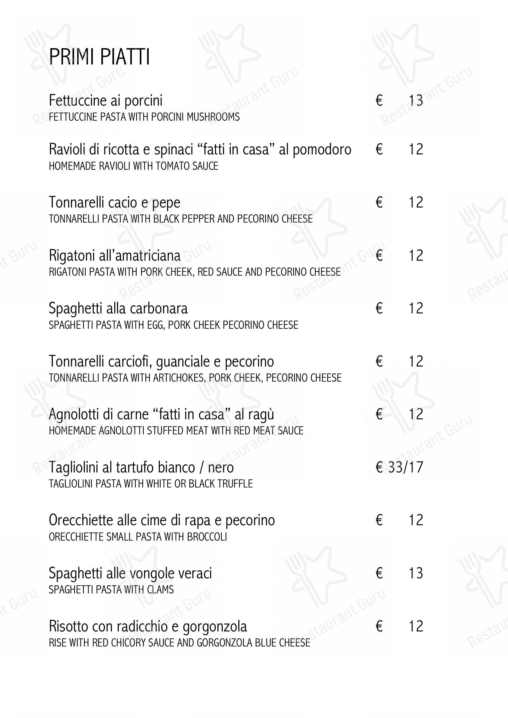 Menu bar per Ristorante La Balestra in Roma