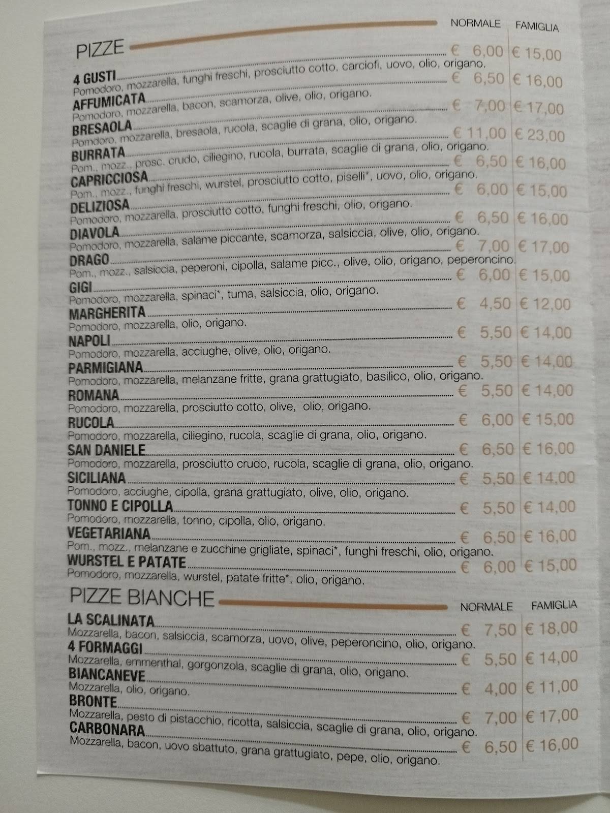 Menu di Pizzeria La Scalinata 