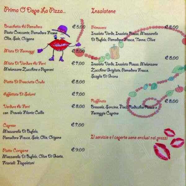 Menu di Pizzeria La Spigolatrice di Sapri 