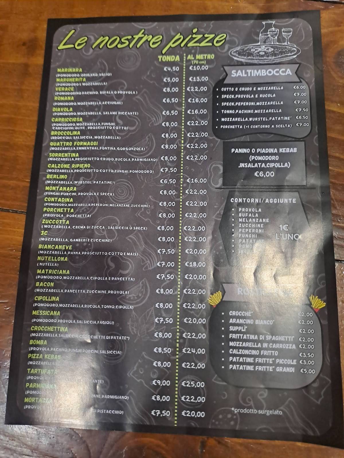 Menu di Pizzeria Le 3C Formia Gianola-Santo Janni (anche senza glutine) 