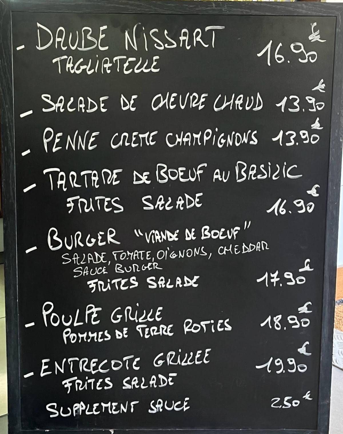 Menu de Le Valrose