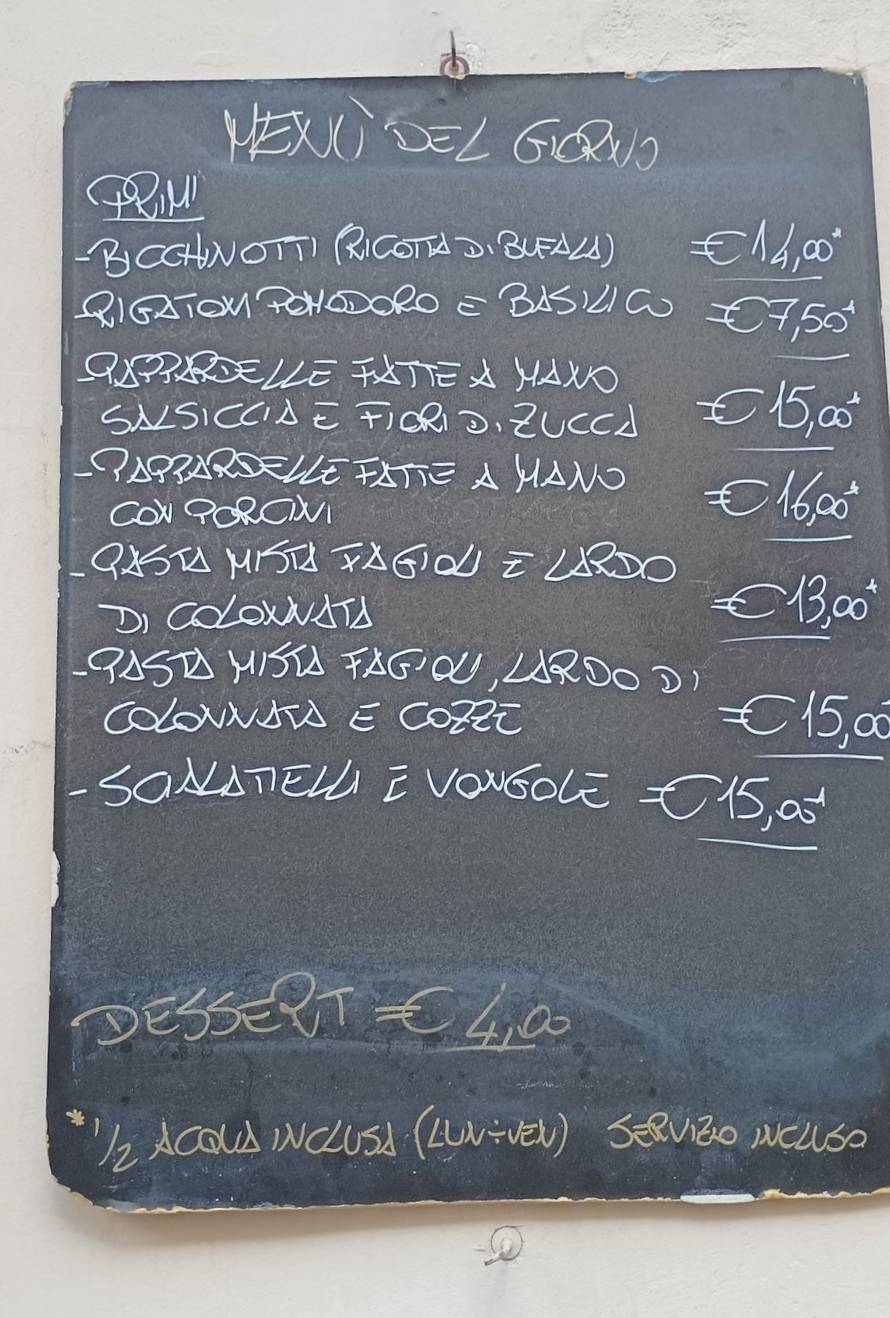Menu di Macherè 