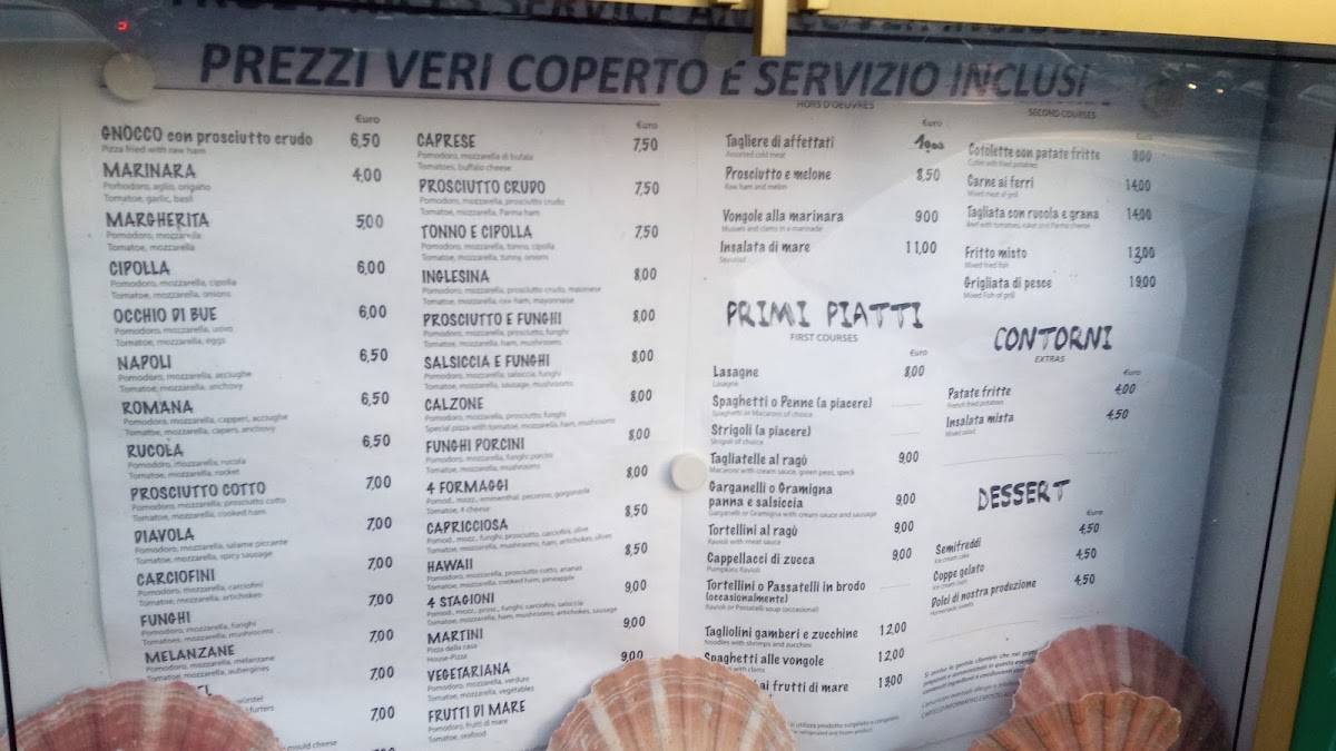 Menu di Pizzeria Martini 