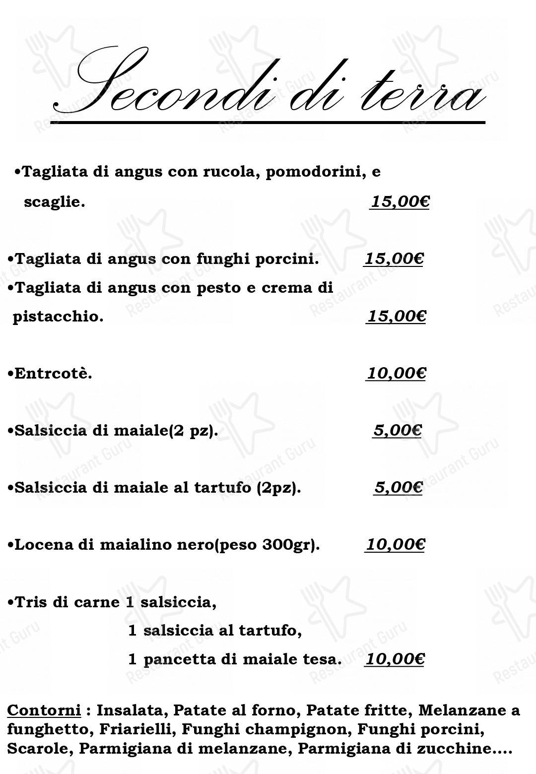 Menu di Pizzeria Osteria Barone - piatti e bevande