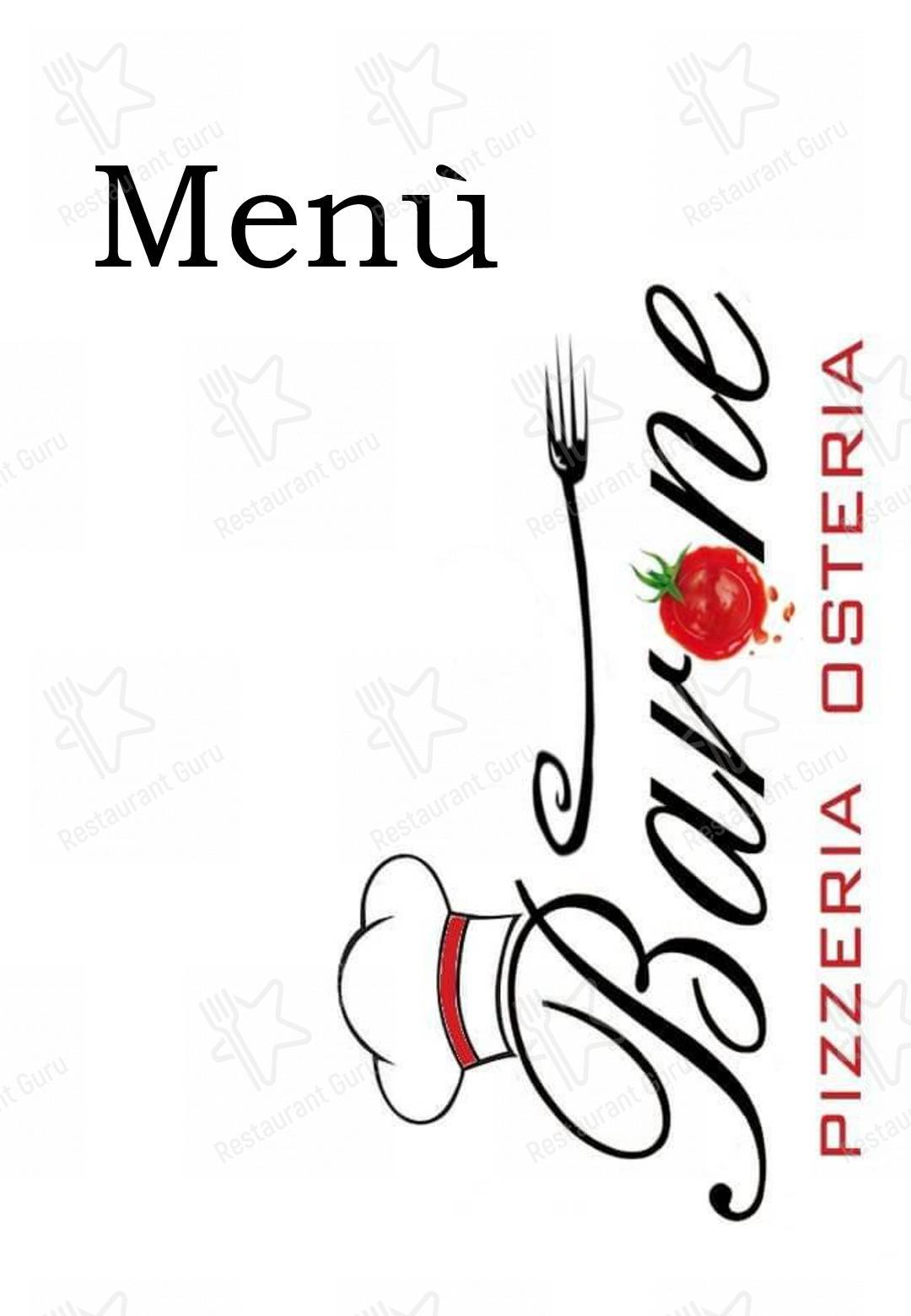 Menu per Pizzeria Osteria Barone ristorante