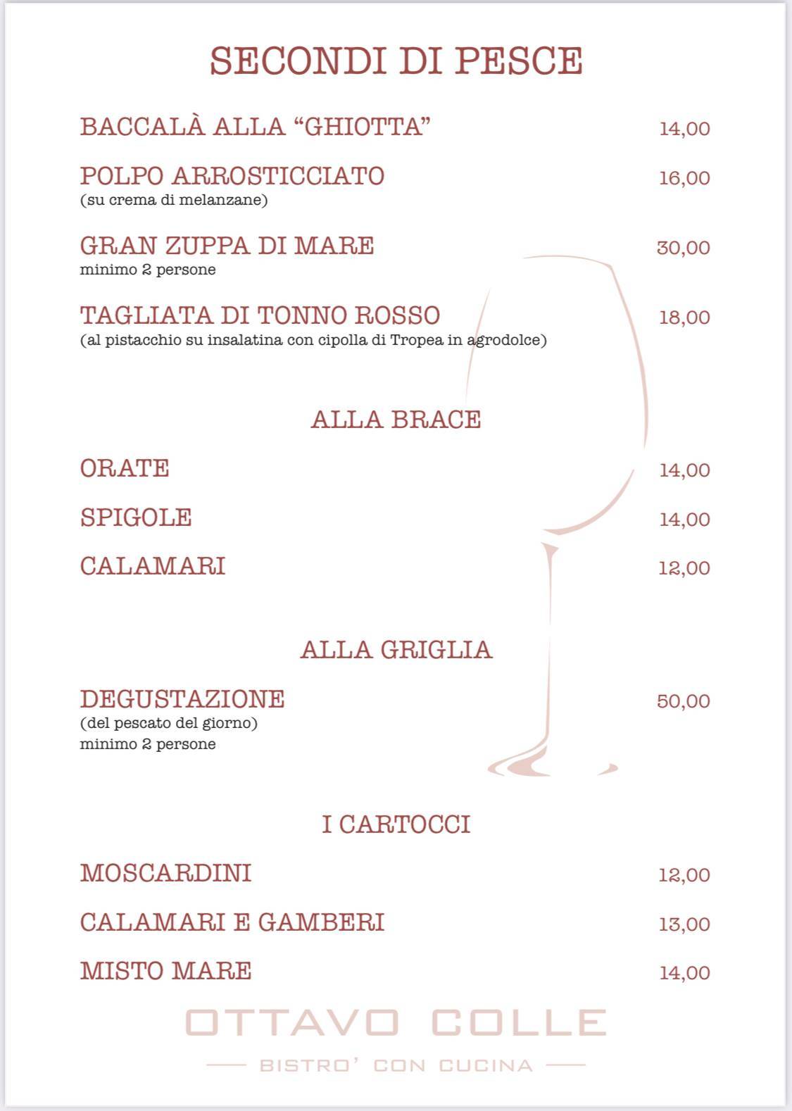 Menu di Ottavo Colle - Bistrot con Cucina 
