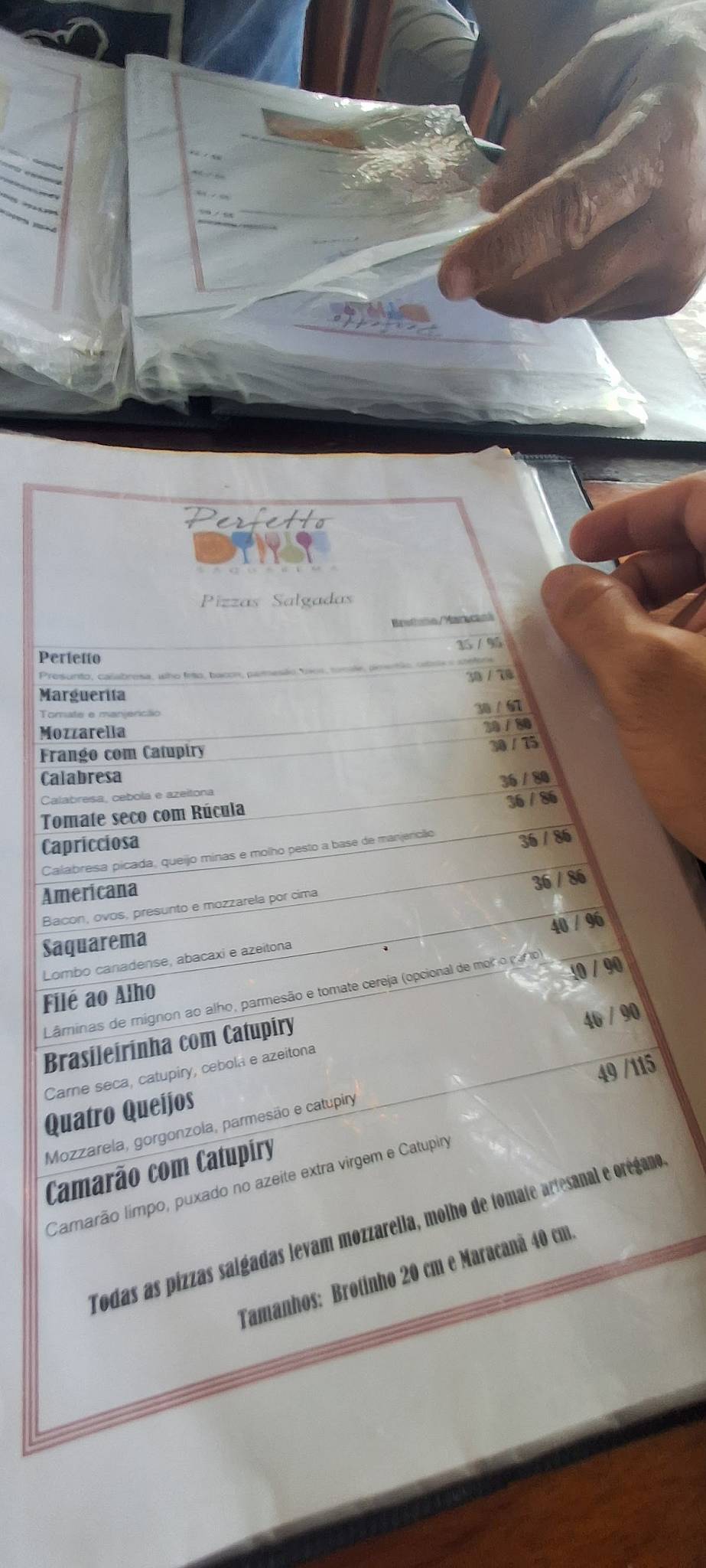 Perfetto Saquarema Restaurante e Pizzaria cardápio