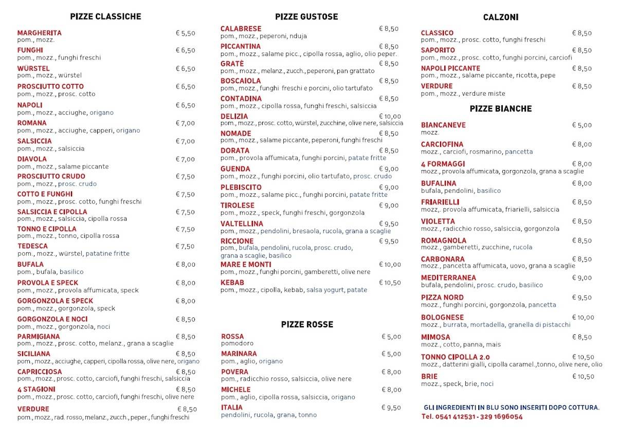 Menu di Pizza VIP - Pizzeria d'asporto e a domicilio 