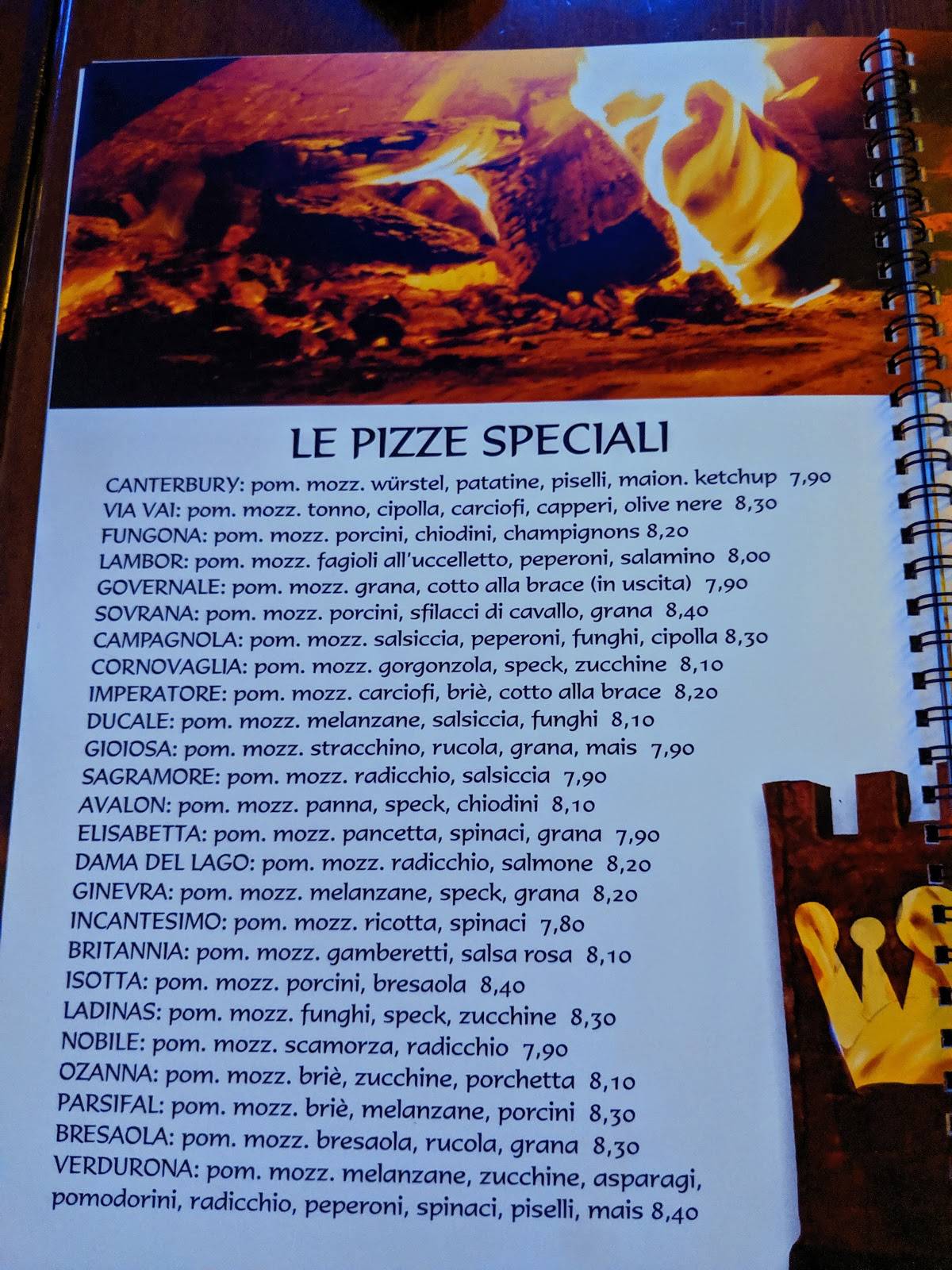 Menu di Pizzeria Re Artù 