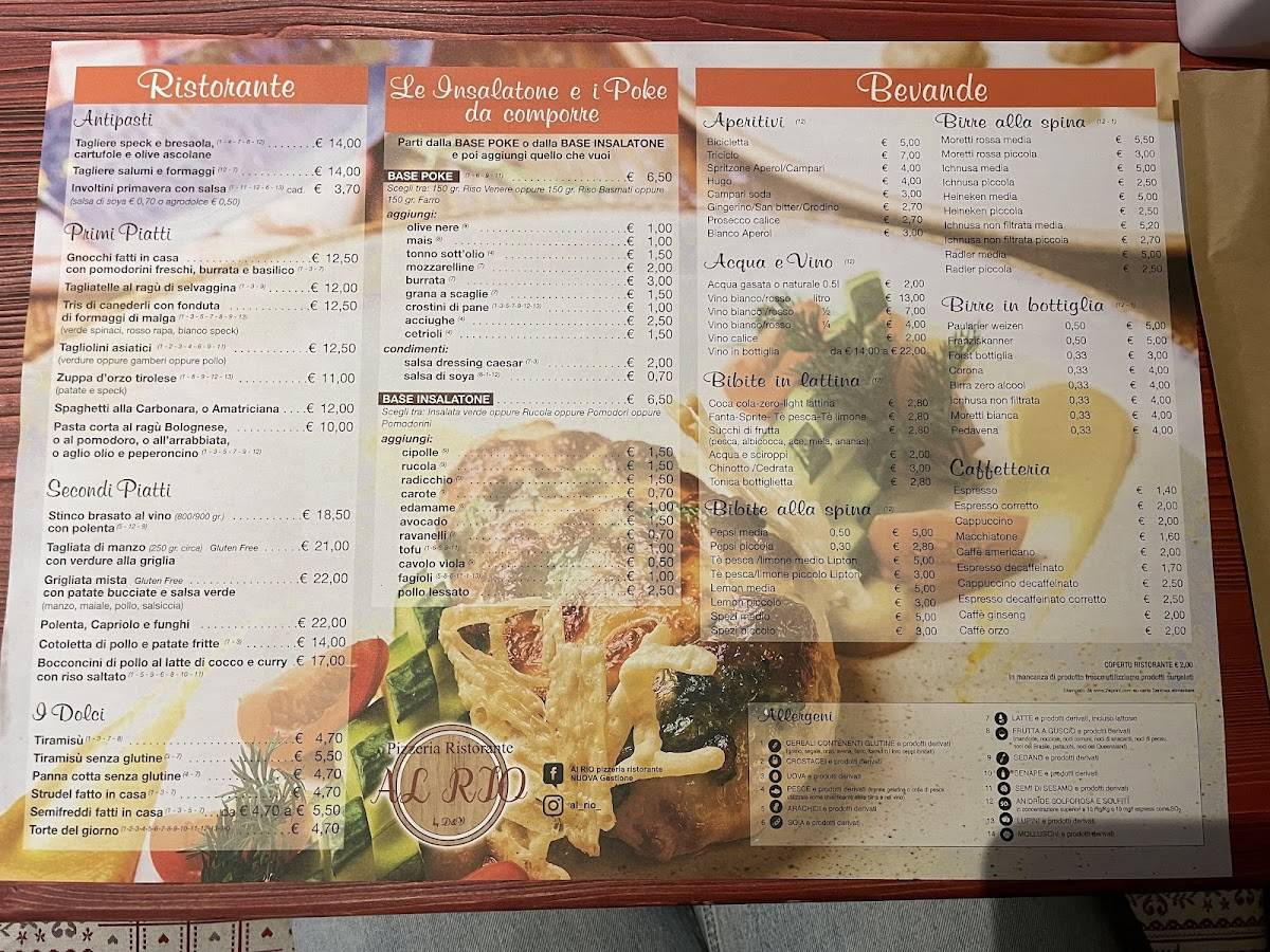 Menu di Pizzeria al Rio 