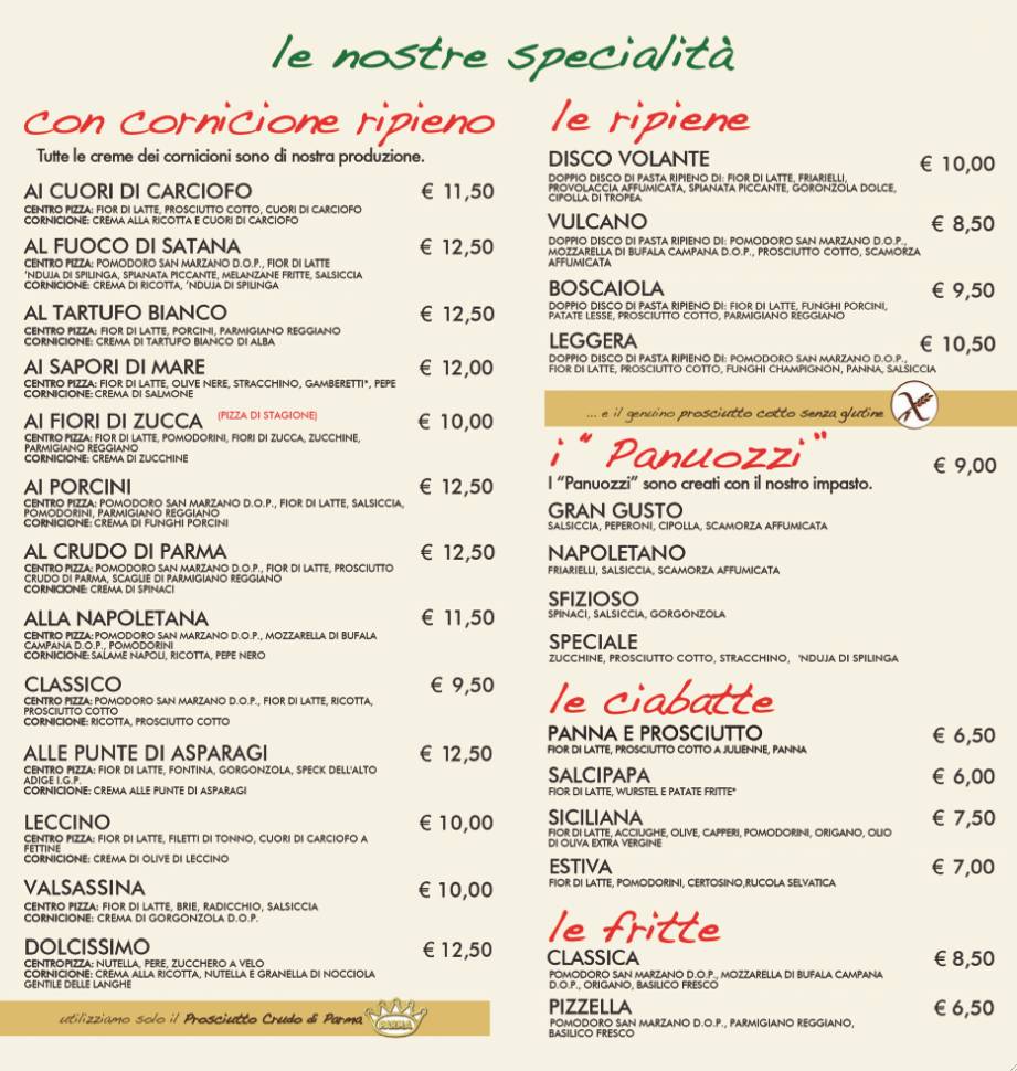 Menu di Pizzeria Pummarò.it 