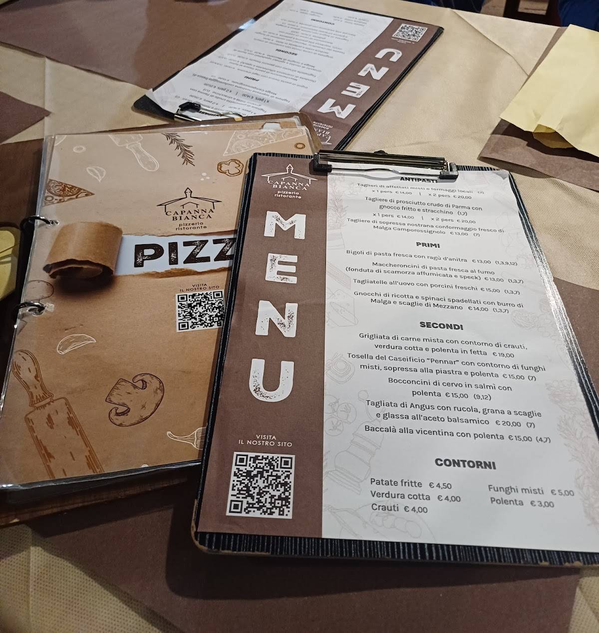 Menu di Pizzeria Ristorante Capanna Bianca 