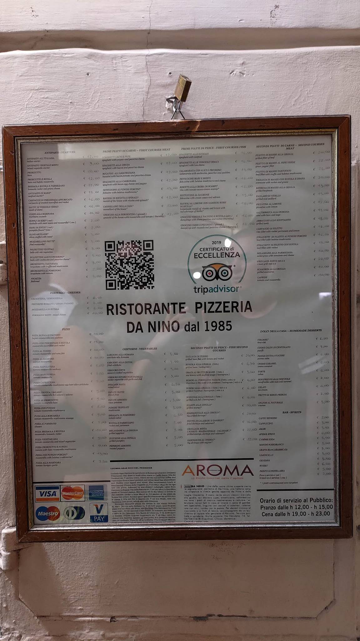 Menu di Ristorante Da Nino Roma 