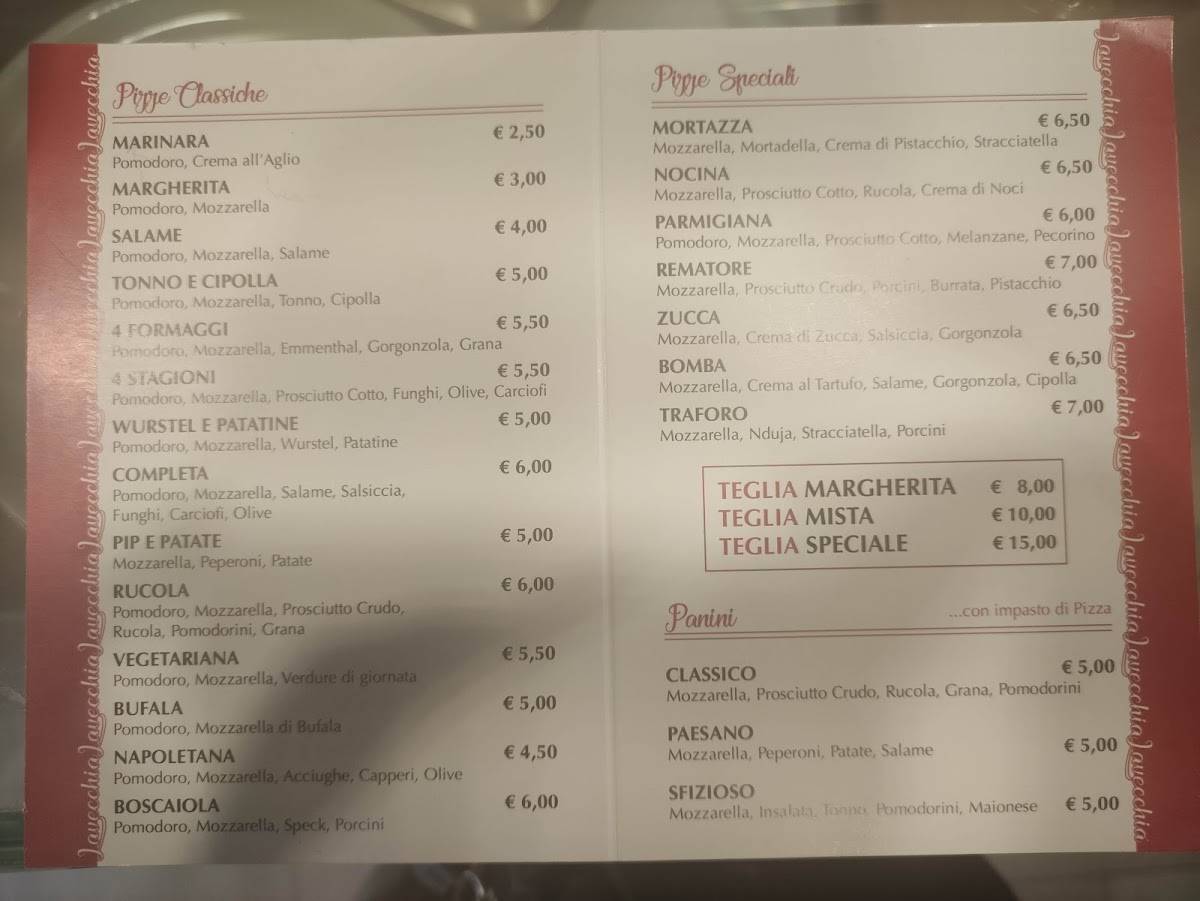 Menu di Pizzeria Rosticceria Lavecchia 