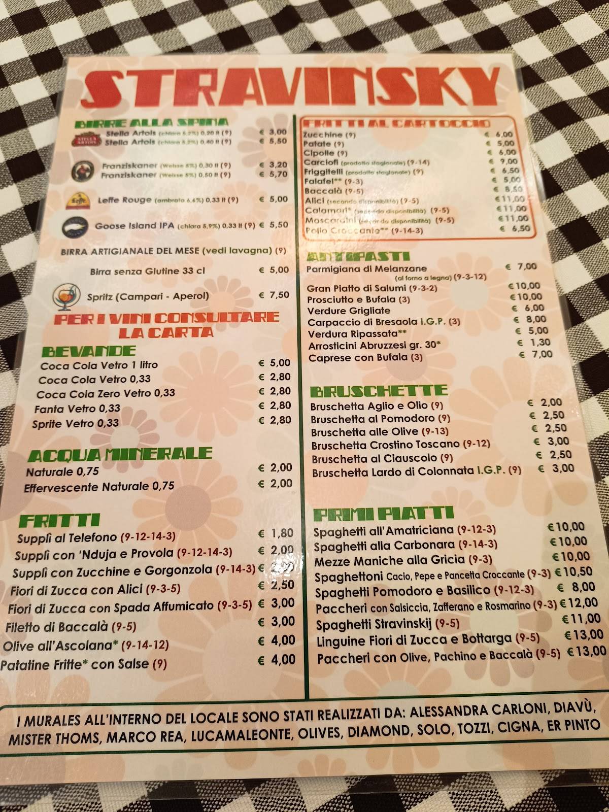 Menu di Stravinskij 