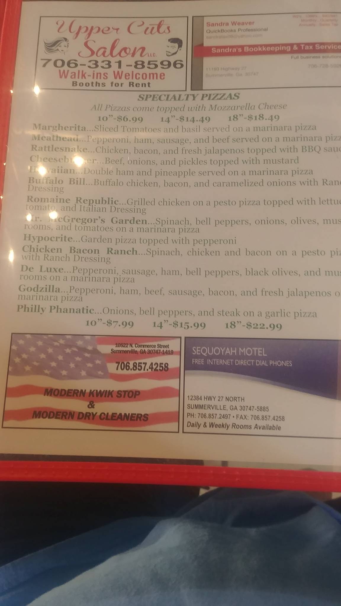 Menu at The Crushed Tomato pizzeria, Summerville