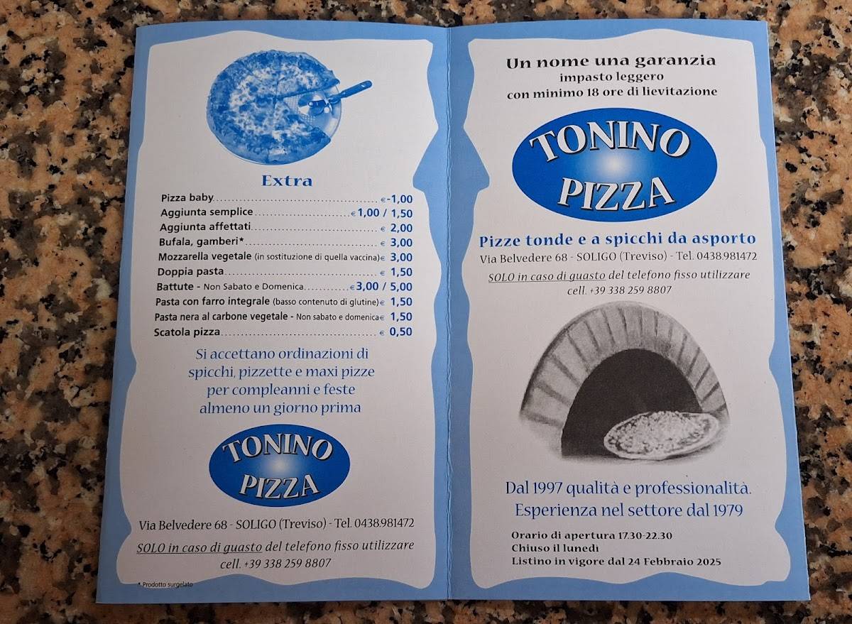 Menu di Pizzeria Tonino Pizza 