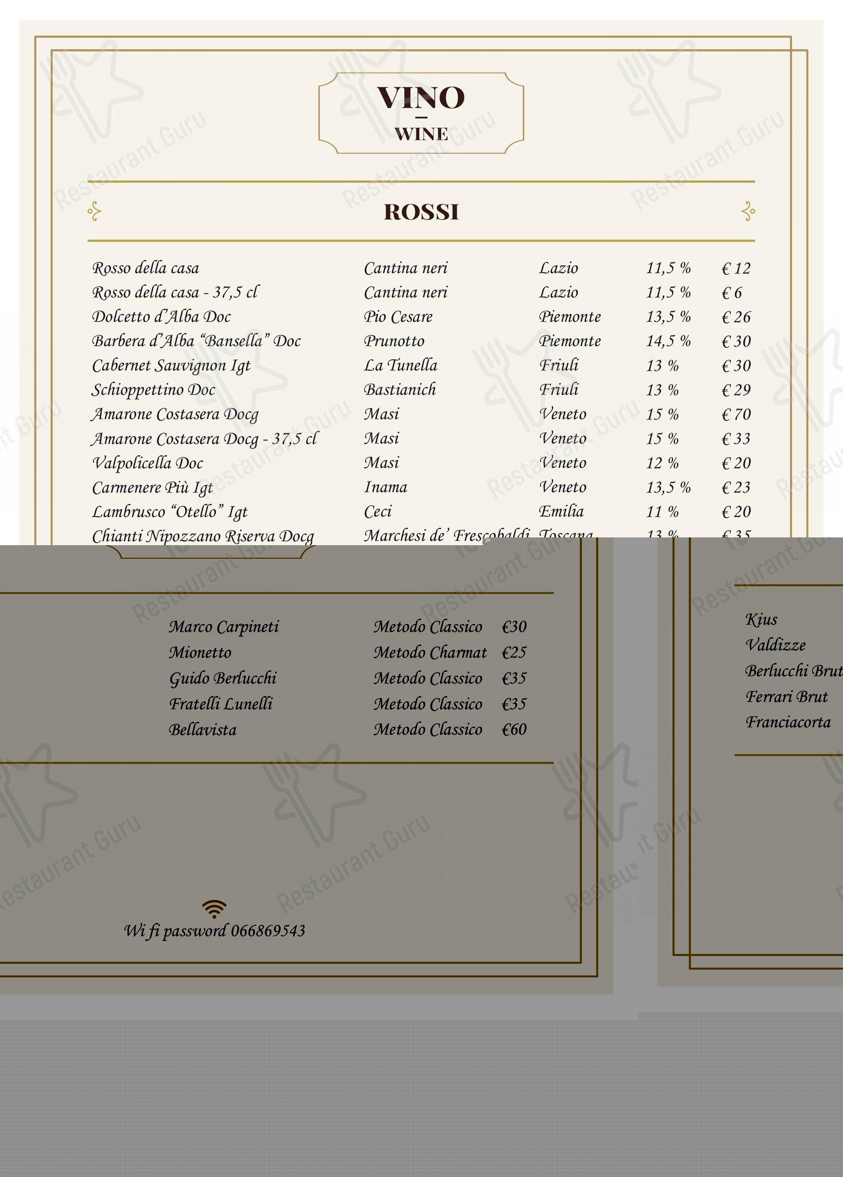 Menu bar per Trattoria Polese pizzeria