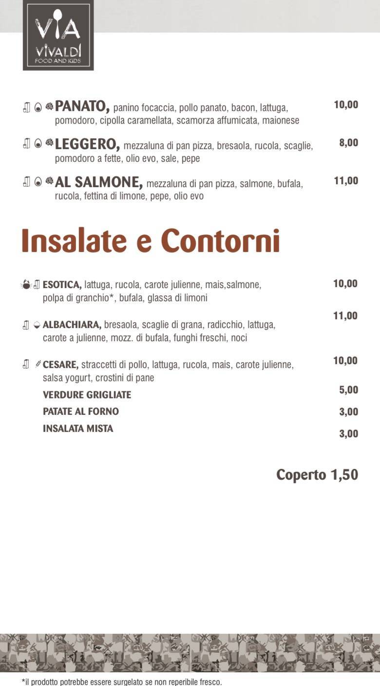 Menu di VIA VIVALDI FOOD AND KIDS 