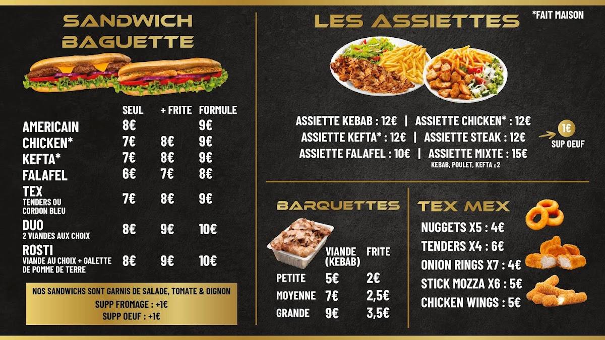Menu de Planet Kebab