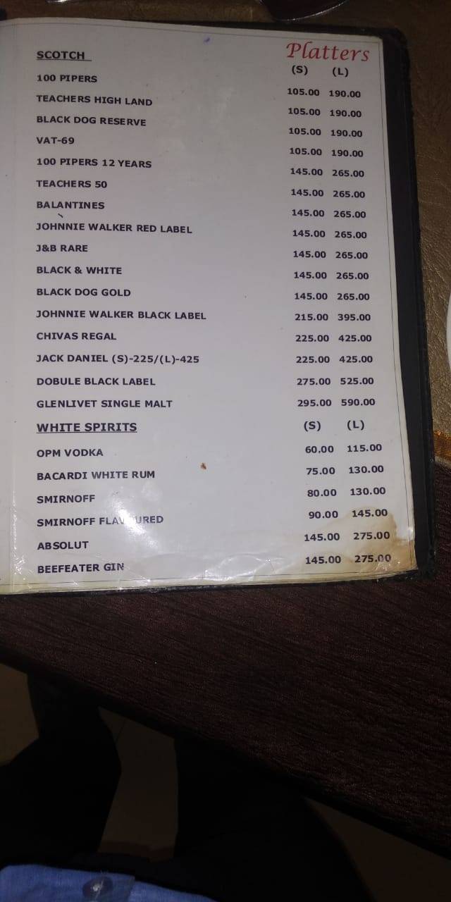 Platters Restaurant & Bar menu