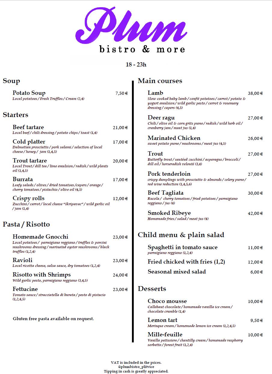 Menu di Plum bistro & more 