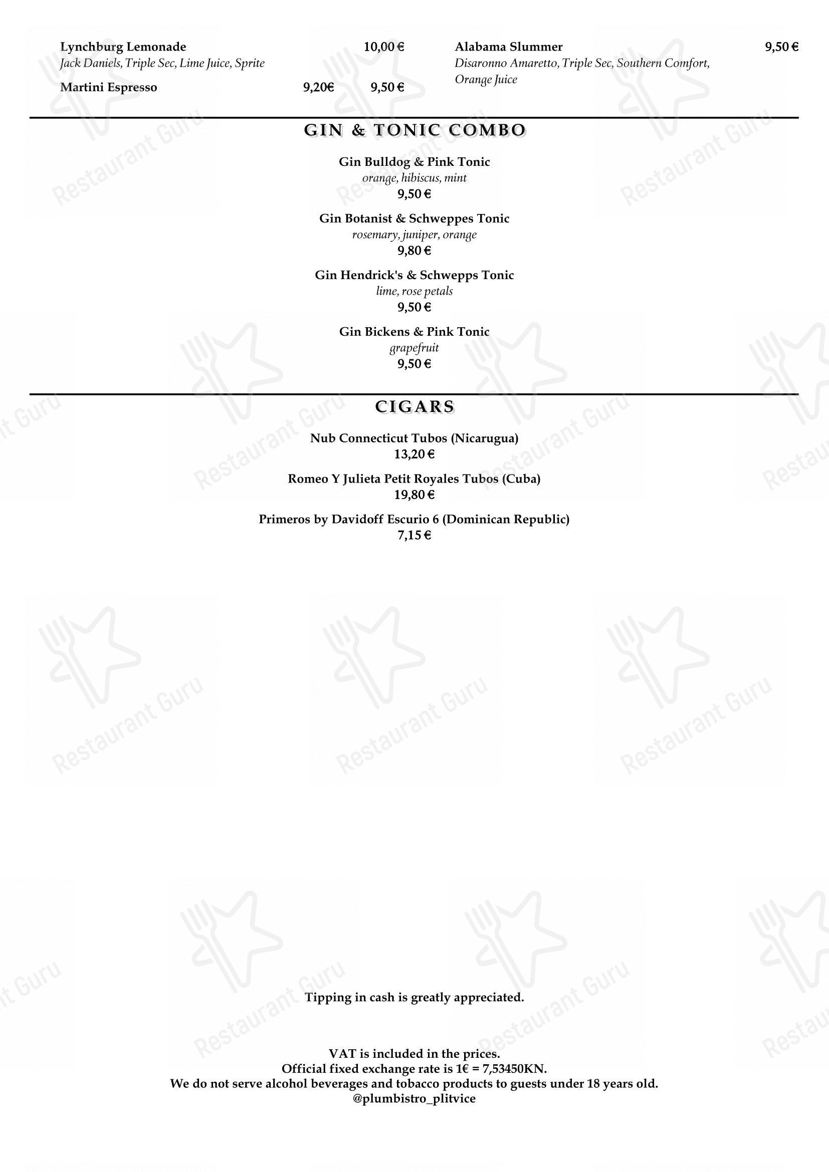 Menu bar per Plum bistro & more in Selište Drežničko