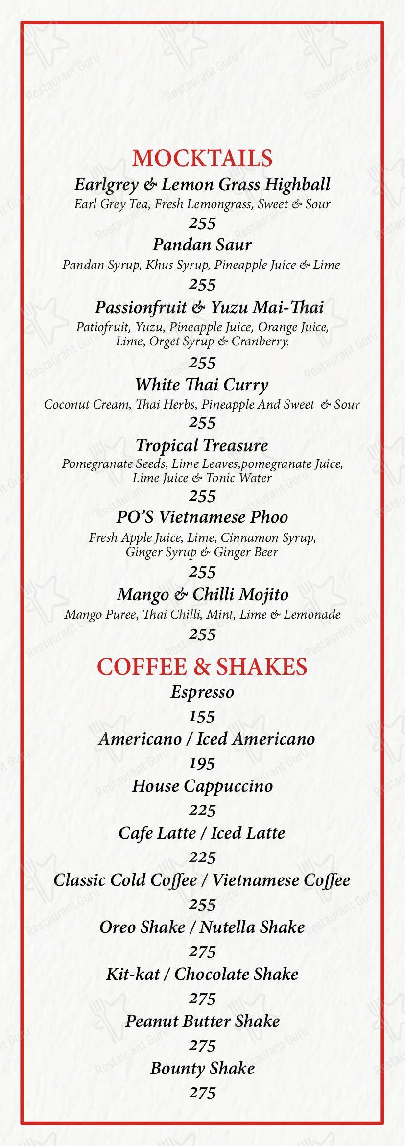 PO ASIAN CUISINE - Menu