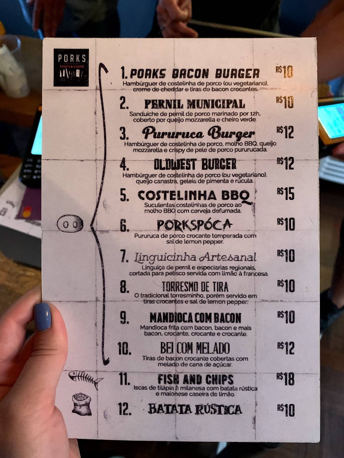 Porks - Museu do Olho cardápio