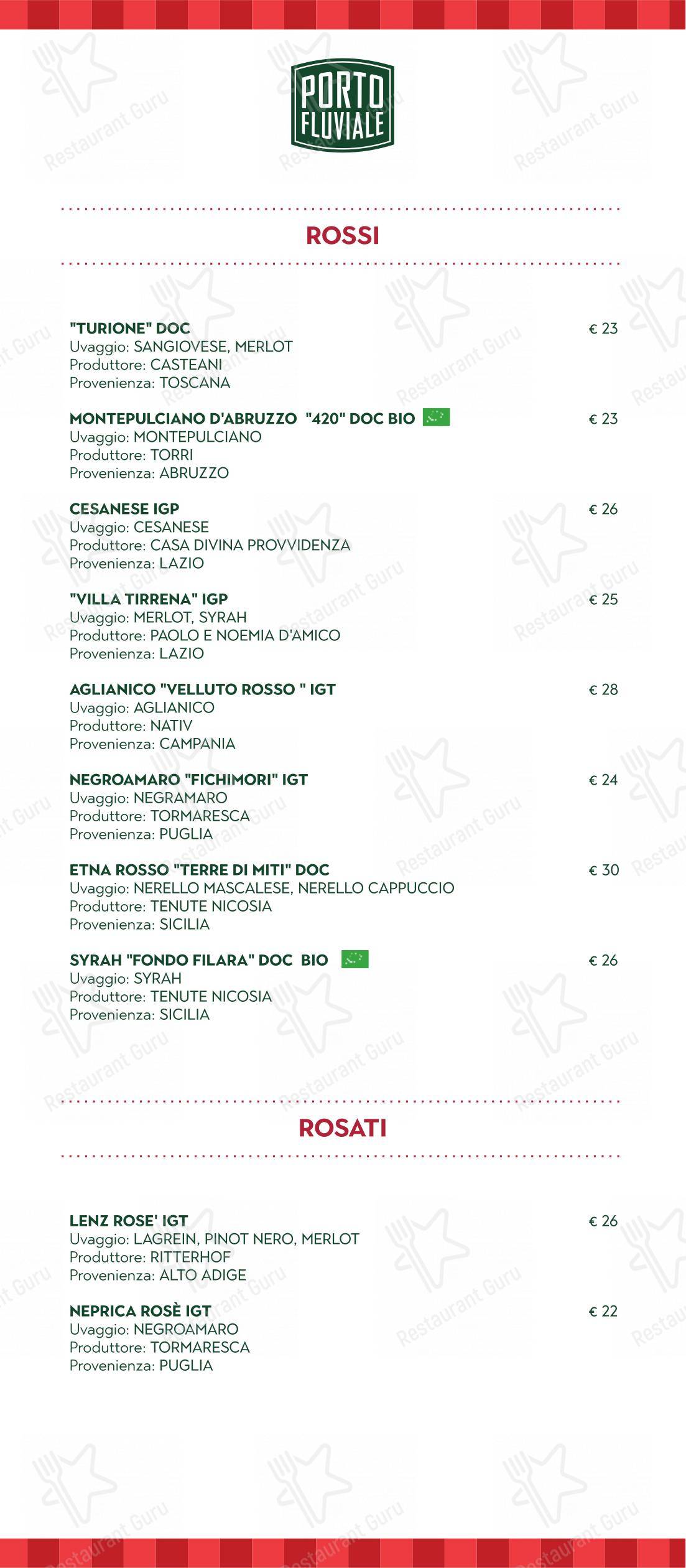 Коктейльная карта per Porto Fluviale Ristorante Pizzeria in Roma