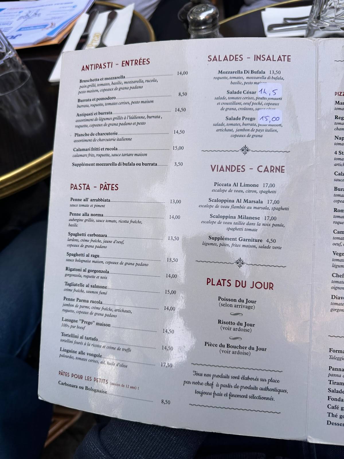 Menu de Prego