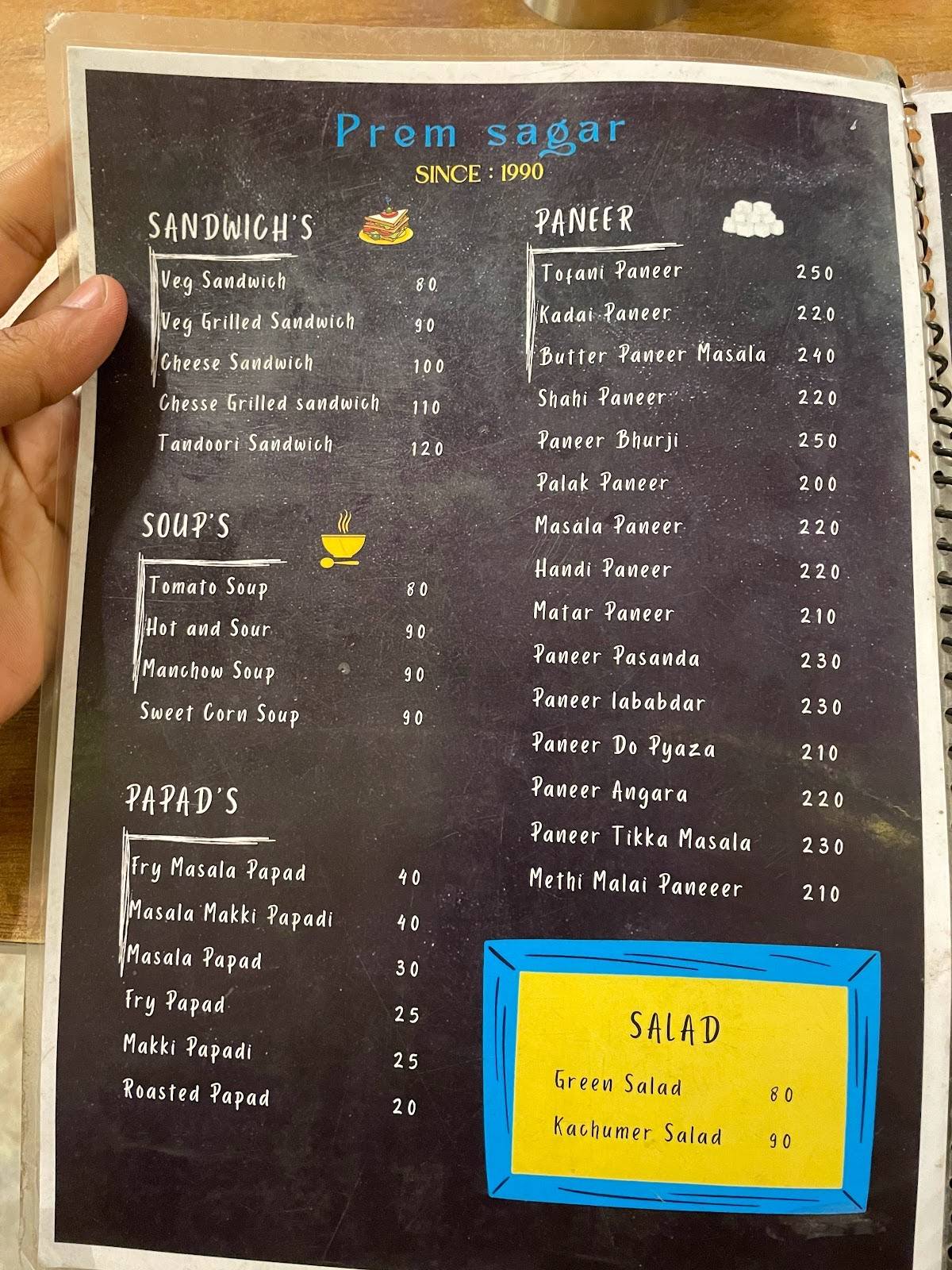 Prem Sagar Dhaba & Restaurant menu