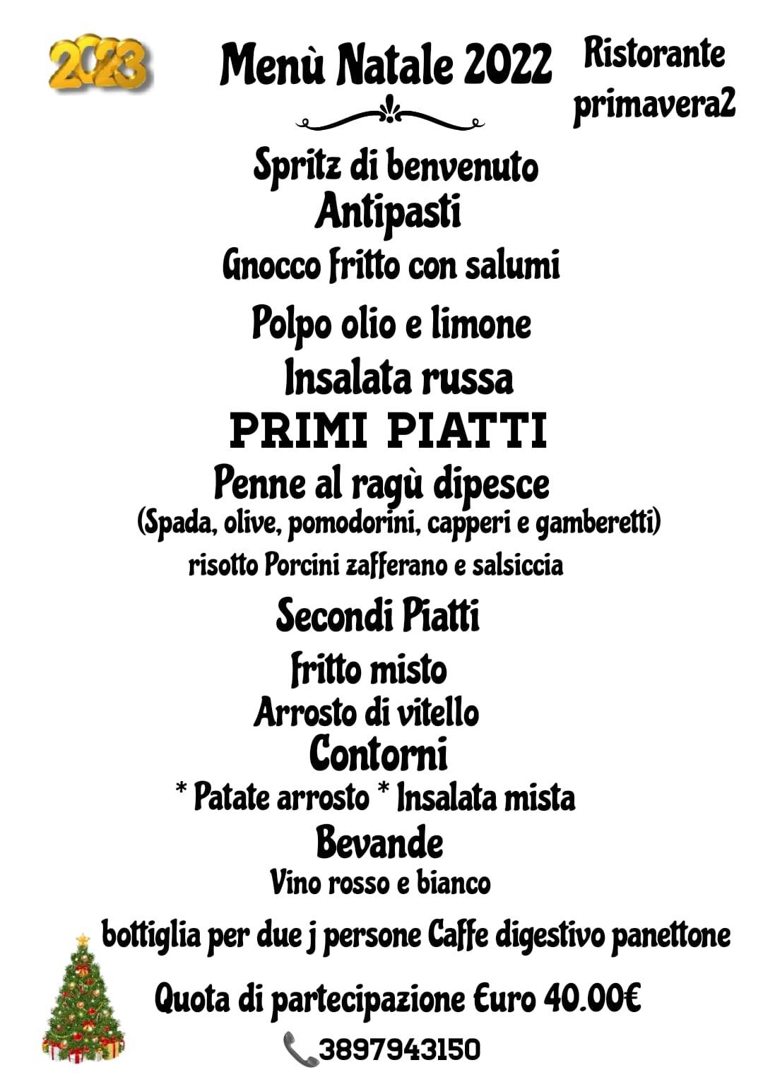 Menu di PRIMAVERA 2 DI ROMANO 