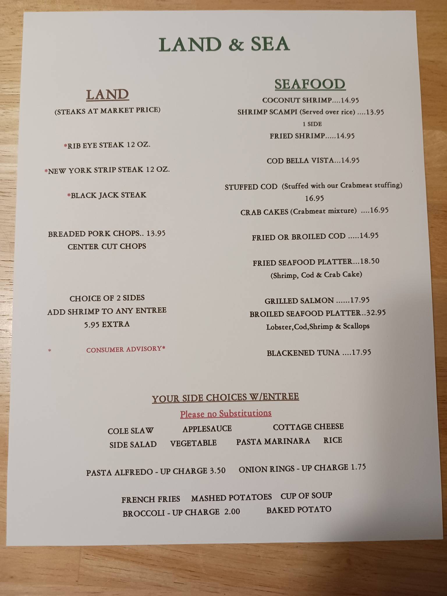 Menu at Prime Thyme Restaurant, Reedsville