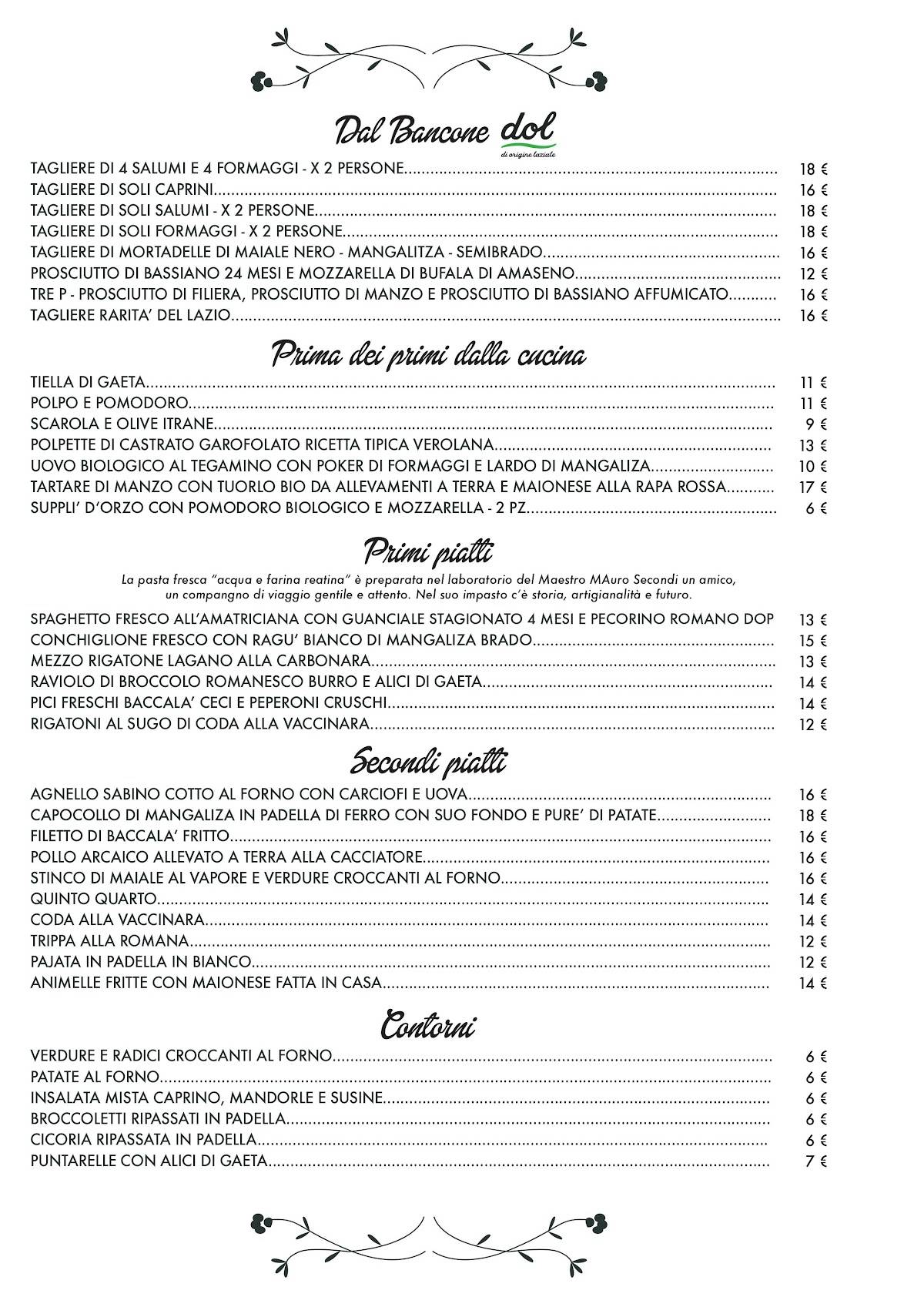 Menu di Prolocodol Centocelle 