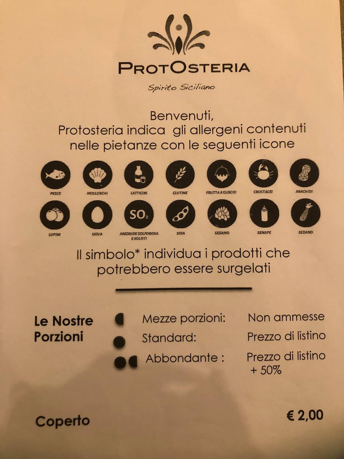 Menu di Protosteria 