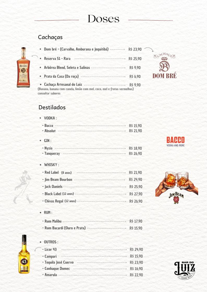 Bar do Luiz cardápio